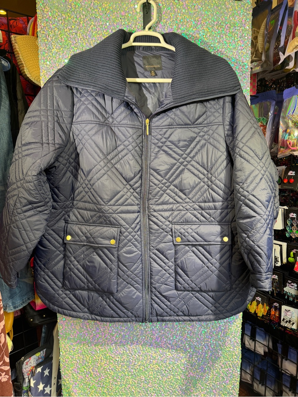 Weatherproof Navy Blue Quilted Puffer Jacket